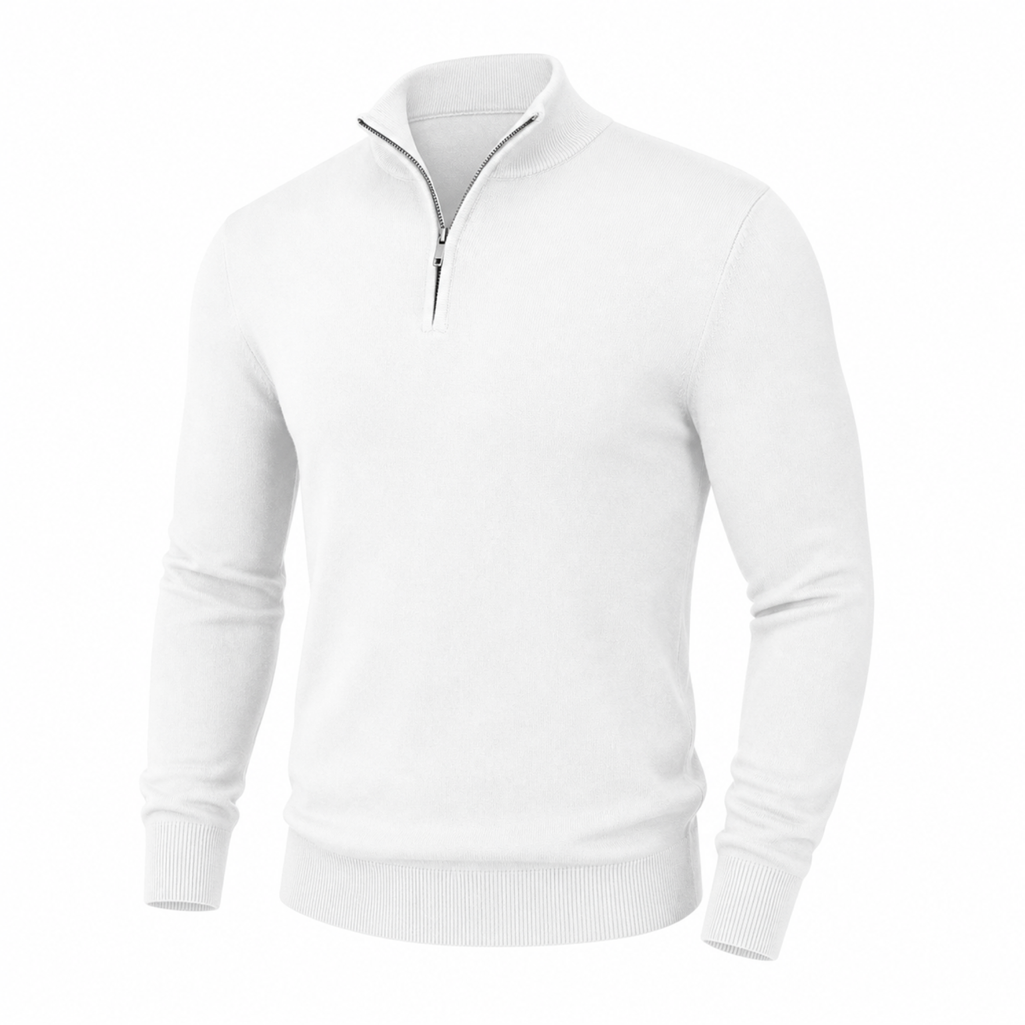 Men's lightweight quarter-zip sweater in White