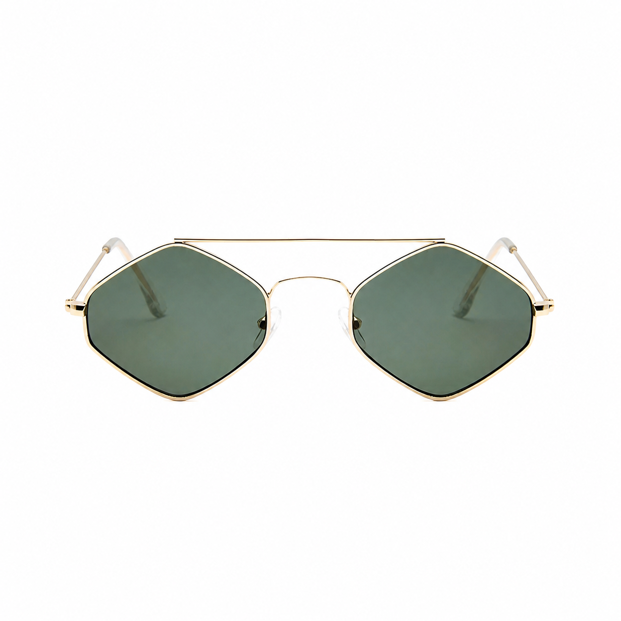 DOHA gold frame green lens front view on pure white