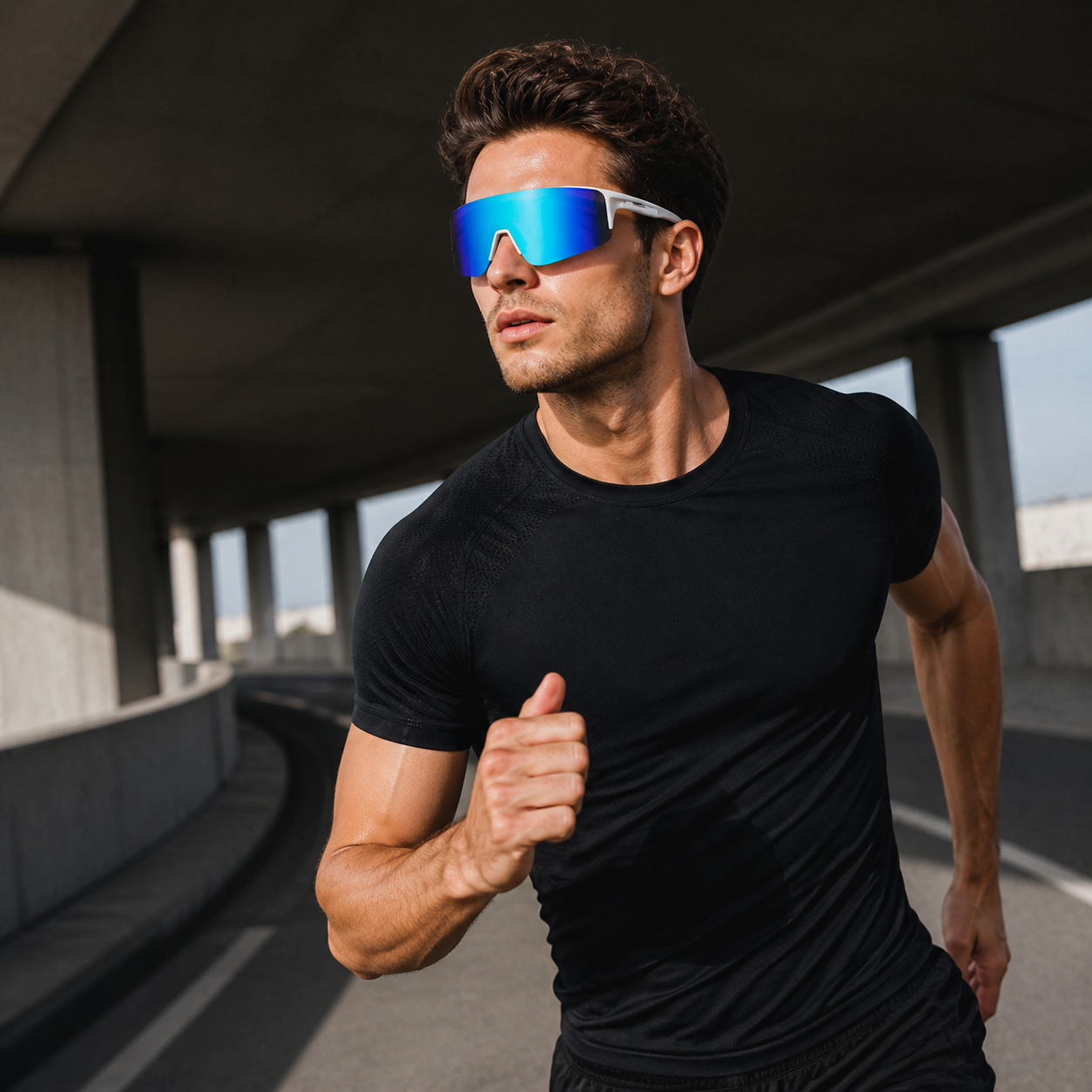 JAWO Glacier Blue UV400 Running & Cycling Sunglasses - editorial lifestyle view 6