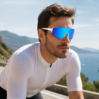 JAWO Glacier Blue UV400 Running & Cycling Sunglasses - editorial lifestyle view 8