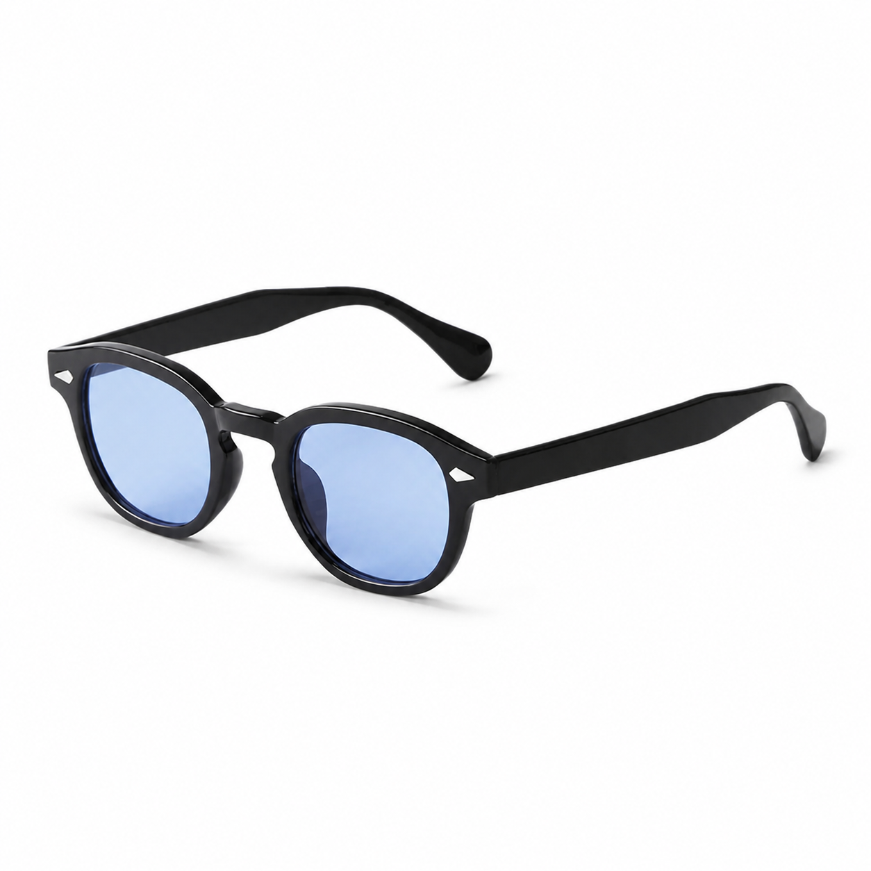 Legacy BUENOS AIRES black frame blue lens angled view on pure white