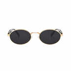 Legacy DUBLIN Gold frame black lens front view on pure white