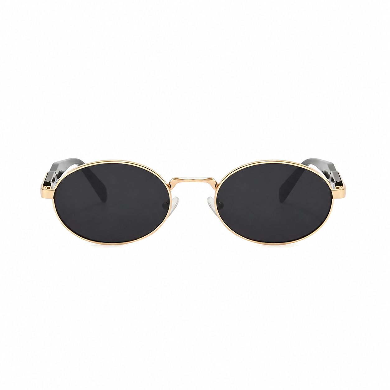 Legacy DUBLIN Gold frame black lens front view on pure white
