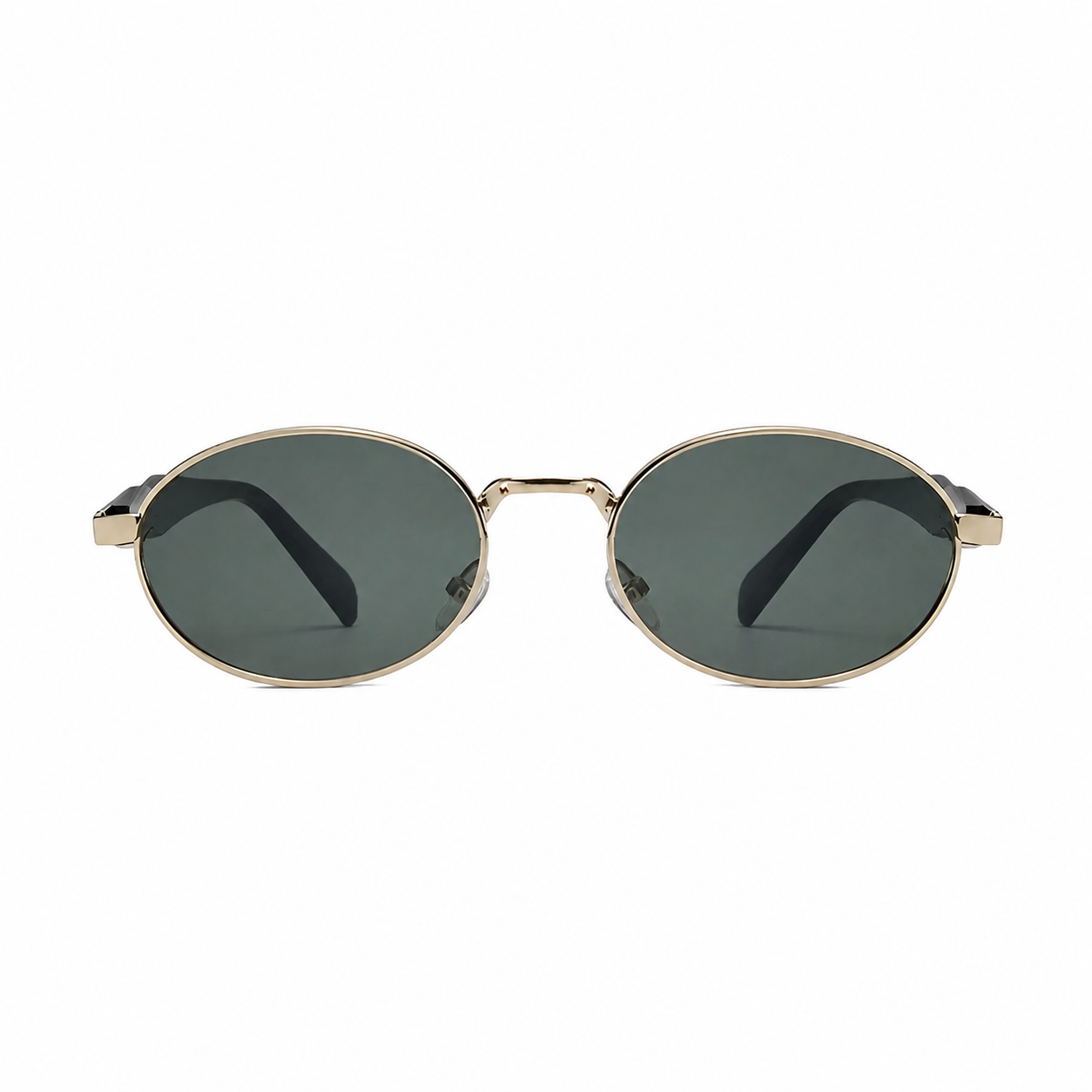 Legacy DUBLIN Champagne frame green lens front view on pure white