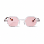 Legacy MARSEILLE clear frame pink lens front view on pure white