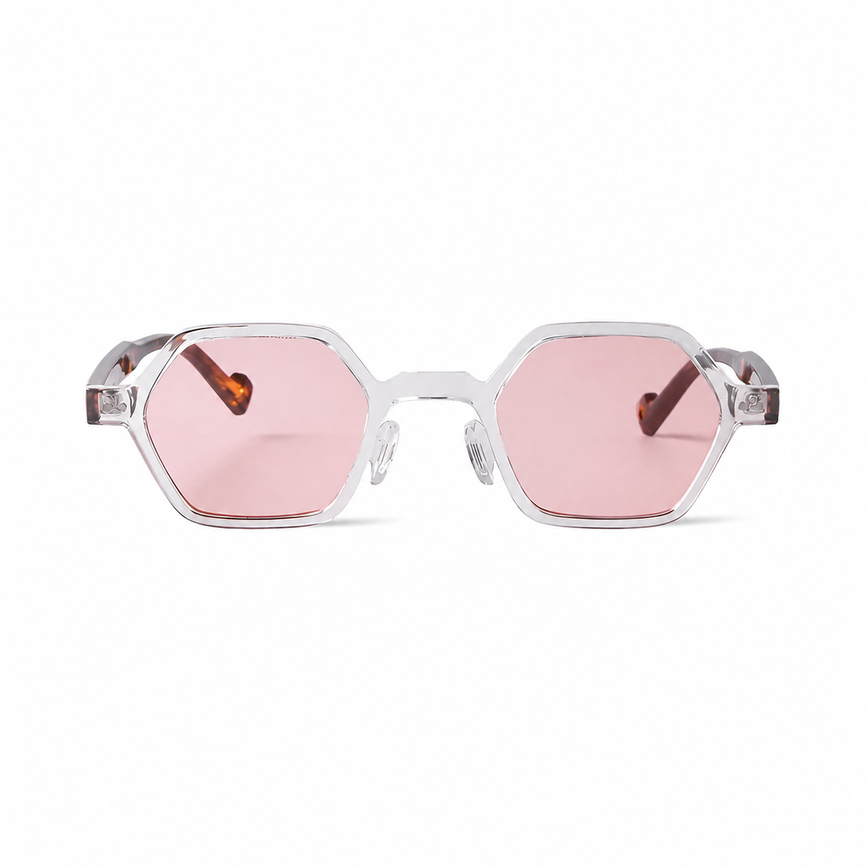 Legacy MARSEILLE clear frame pink lens front view on pure white