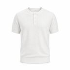 Legacy men's white knit Henley shirt on invisible mannequin, front view