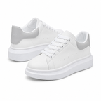 Men's all-white platform sneakers, pair view