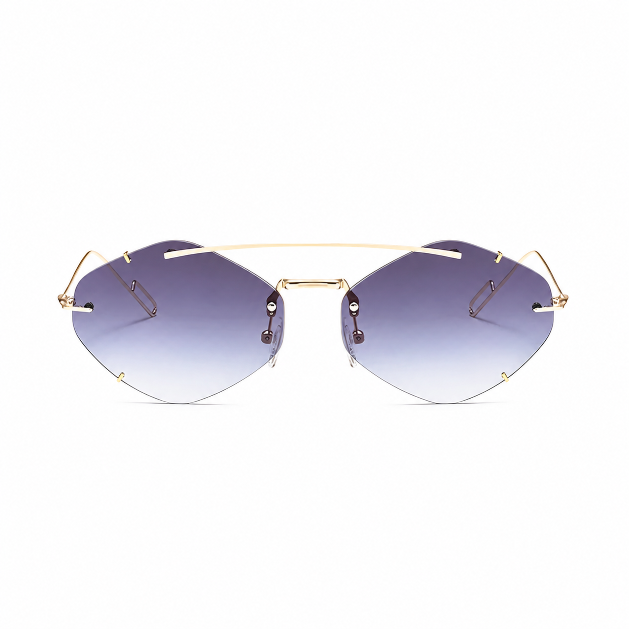 Legacy TANGIER gold frame violet mist lens front view on pure white