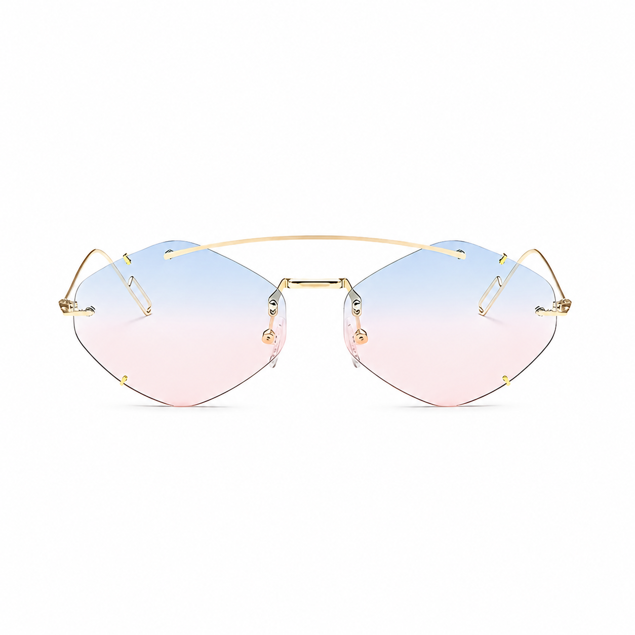 Legacy TANGIER gold frame blush sky lens front view on pure white