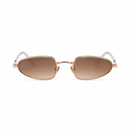 MARBELLA narrow oval sunglasses, rose gold frame and brown lens, front view