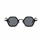 SEOUL polarized hexagonal sunglasses, black frame and black lens, front view