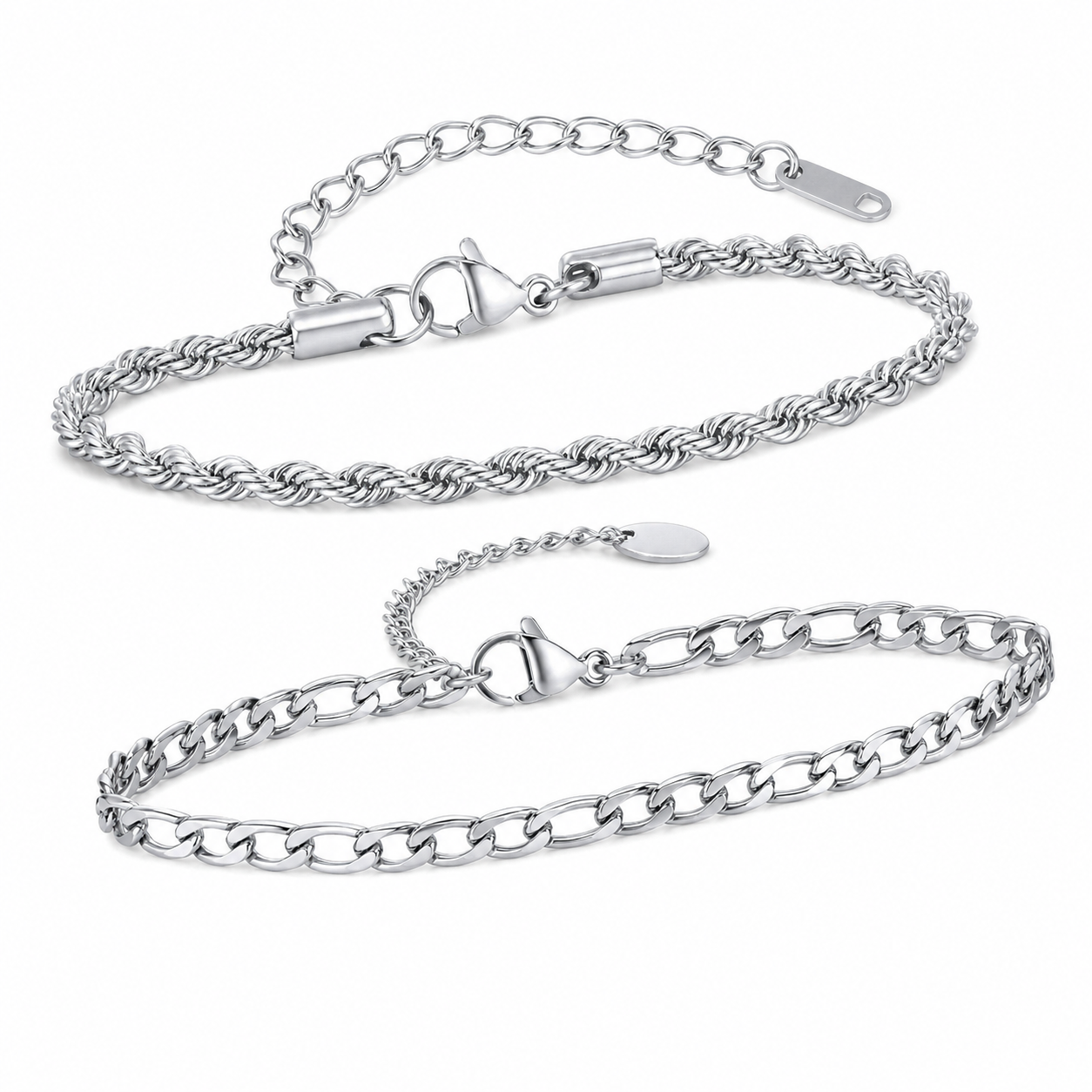Silver stainless steel bracelet Set 4