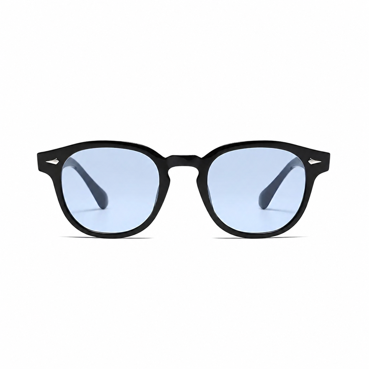 TULUM black frame light blue lens sunglasses front view